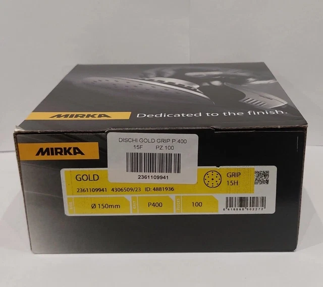 Mirka Gold | Dischi abrasivi carrozzeria auto 150 mm P400 | 100 pezzi