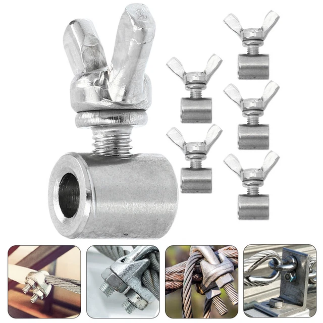 6 Pcs Mandrin À Câble Métallique Acier Inoxydable Attaches De Serre-câble