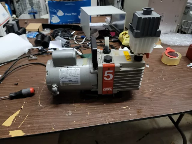 Edwards E1M5 Rotary Vane Vacuum Pump & inlet catchpot HVAC AIR CONDITIONING AC