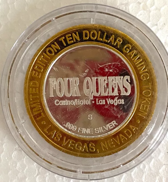 Las Vegas Four Queens Ten Dollar $10 Silver Strike Gaming Token 2