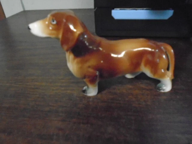 Vintage Brown Porcelain Dachshund Dog  Figurine