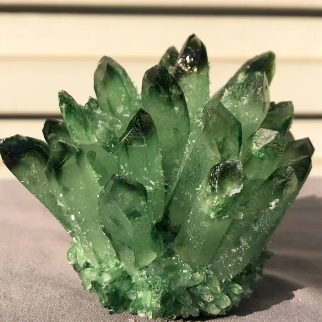 346g  New Find Green Phantom Quartz Crystal Cluster Mineral Specimen Healing