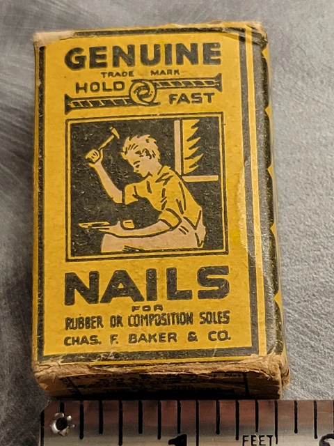 Vintage shoe sole nails advertising hold fast chas f baker & co boston MA  5-8S