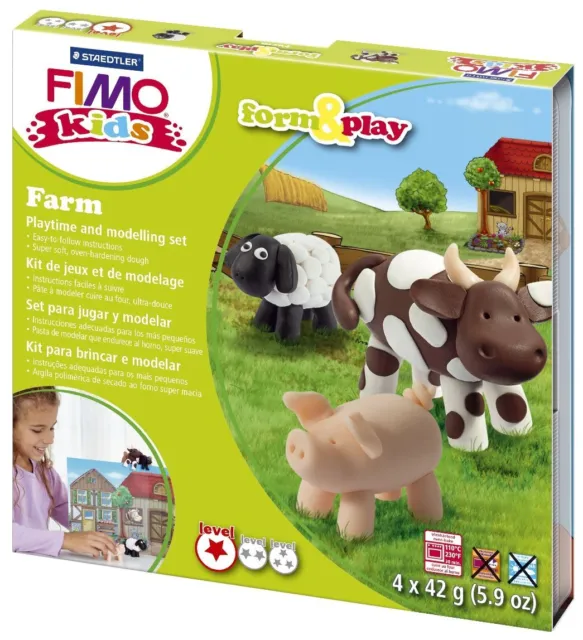 Staedtler® 803401LY Modelliermasse FIMO® Kids Materialpackung Form & Play "farm"