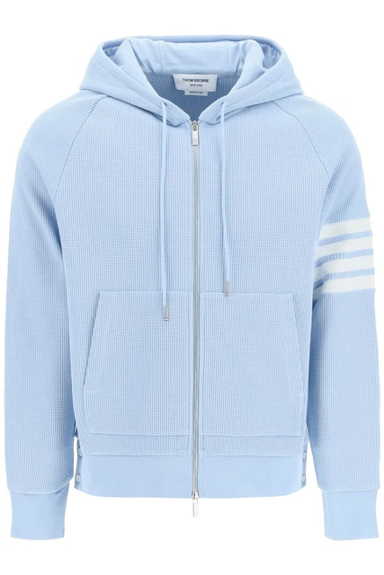 Thom browne 4-bar zip-up hoodie in waffle jersey MONCLER 4 Men
