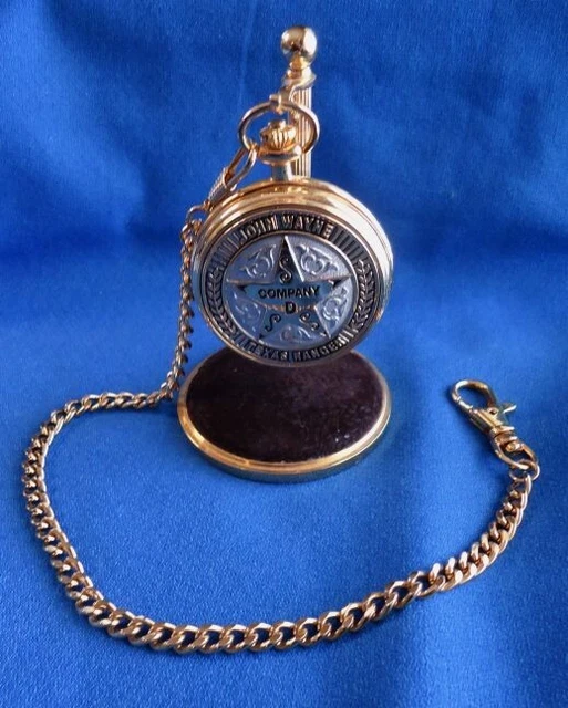 FRANKLIN MINT JOHN Wayne Texas Ranger Pocket Watch With Stand and Chain