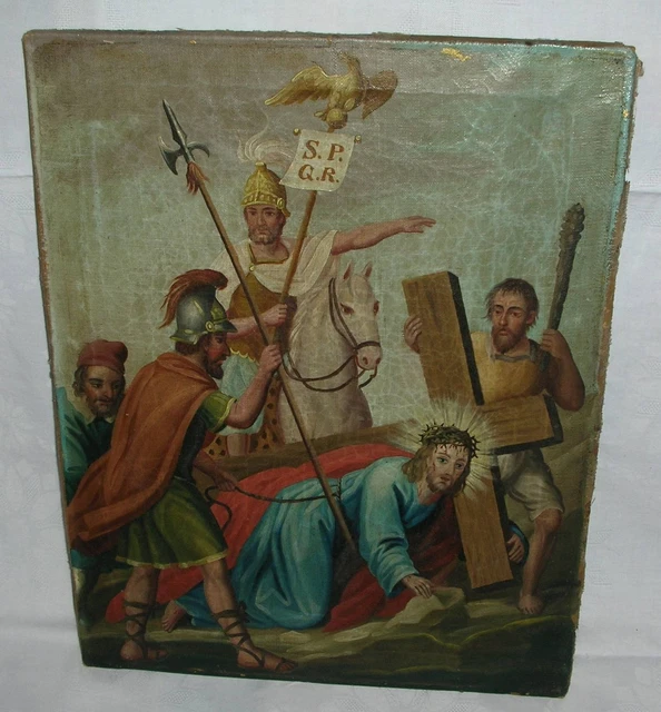 Tableau Jésus Christ Baroque Signé Carlo Parisi - 56x46 Cm Avec Cadre - Reproduction Neuve