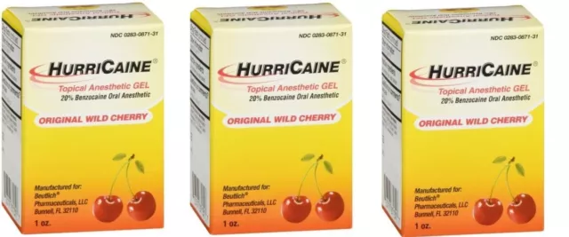 HurriCaine Topical Anesthetic Gel Wild Cherry - 1 oz : 3 packs