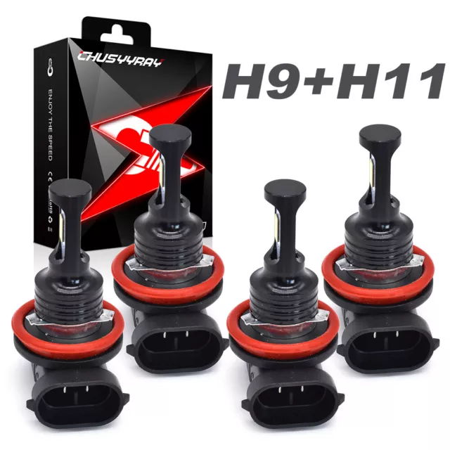 4x H11 LED Headlights High Low Kit For Can-Am Defender HD5 HD8 HD10 Super Bright