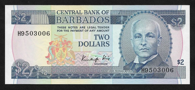 Barbados P36 2 Dollars 1986 UNC