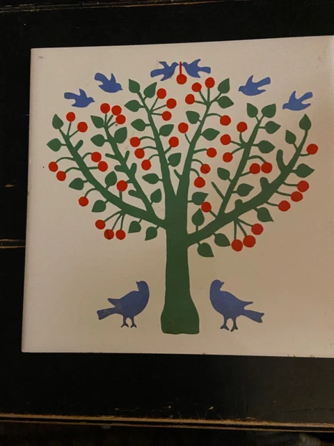 Vintage Pilkington  Art Tile England Rare 6” Birds Tree