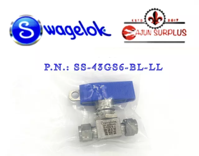 Qty: 1 ~New~ Swagelok, Ss-316, 2-Way Series 3/8” Ball Valve! Pn: Ss-43Gs6-Bl-Ll!