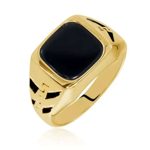 Bague chevalière noir et or acier 316