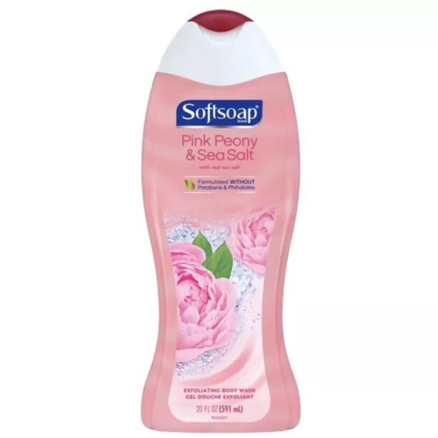 Softsoap Pink Peony & Sea Salt Exfoliating Body Wash, 20 oz