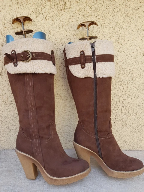 Bottes Marron Tout Cuir Nouchka - Taille 36 - Occasion Très Bon état