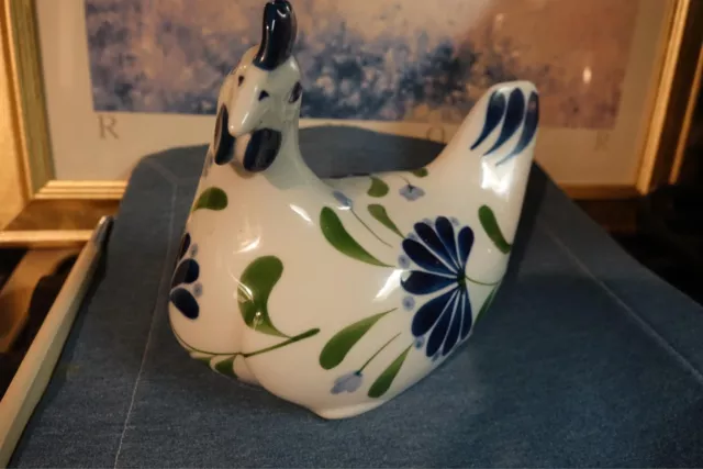 DANSK SAGE SONG Chicken Rooster Hen Hand Painted Farm Country Porcelain 8"X7"X6"