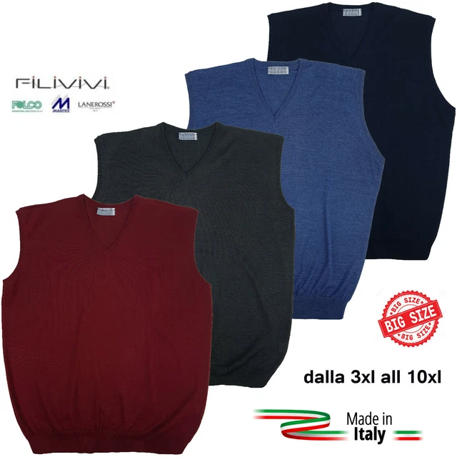 Gilet Maglione Uomo Smanicato scollo v senza Maniche Taglie Forti 3X 4X 5X 6X 7X