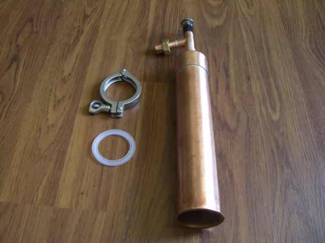 Beer Keg Kit Moonshine Still Head 1 ft COPPER column 2" x 1/2 tri clamp w/union