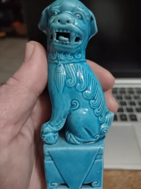 Vintage  blue chinese porcelain Foo Dog figurine