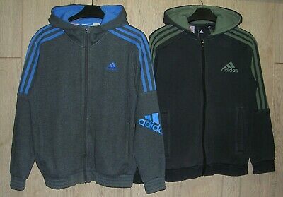 ADIDAS Boys TWO Blue Black Jersey Tracksuit Track Tops Jackets Age 11-12 152cm