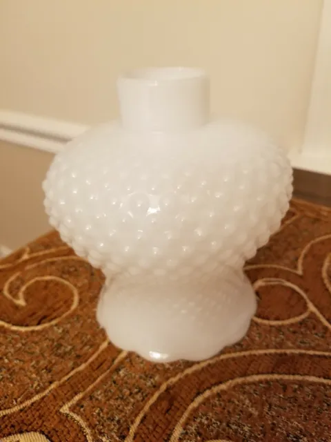 White Milk Glass Hobnail Lamp Shade Globe 1 5/8" Fitter 5 1/4" Tall