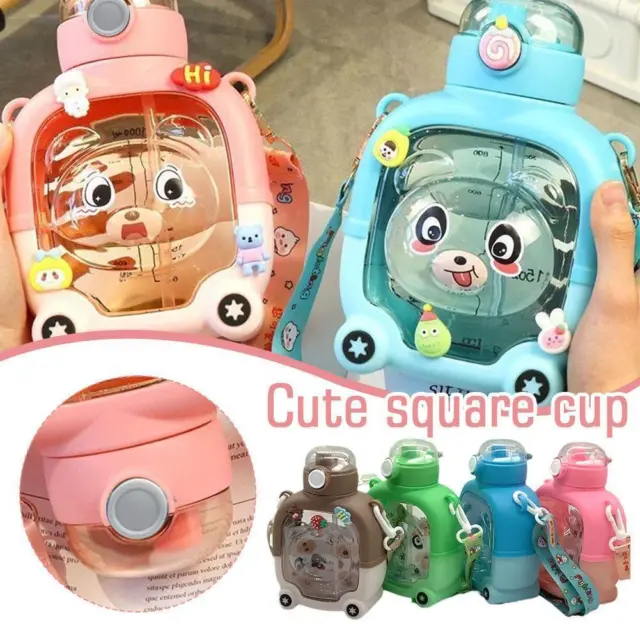 Cute Square Water Cup For Kids Portable Outdoor Water Bottle C0P3 2