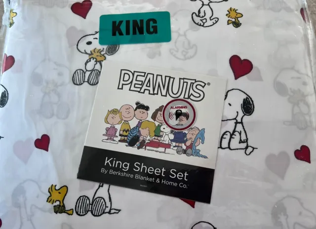 Valentine's King Sheet Set 4P Snoopy Woodstock Charlie Brown Peanuts Love Hearts