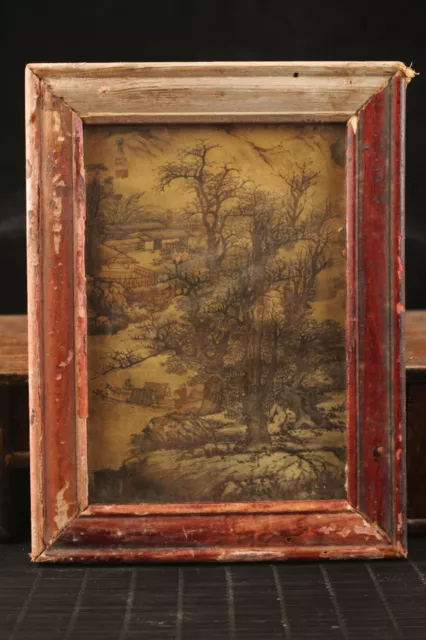 Chinese old wood frame Glass skin painting Hand-painted decorative painting 7