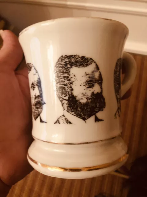 grover Cleveland President mustache white shaving mug Cup