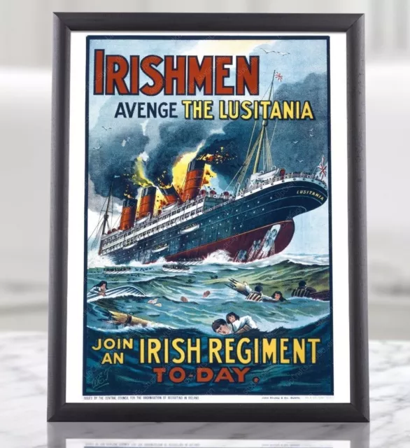 WWI Lusitania Print - WW1 Irish Propaganda Poster, Recruiting Poster, War Poster