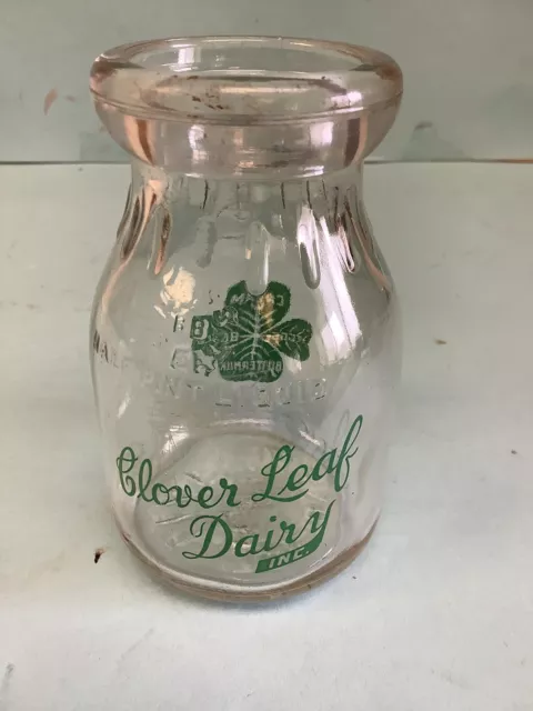 Clover Leaf Dairy Half Pint Cream Bottle 4 3/8” Tall