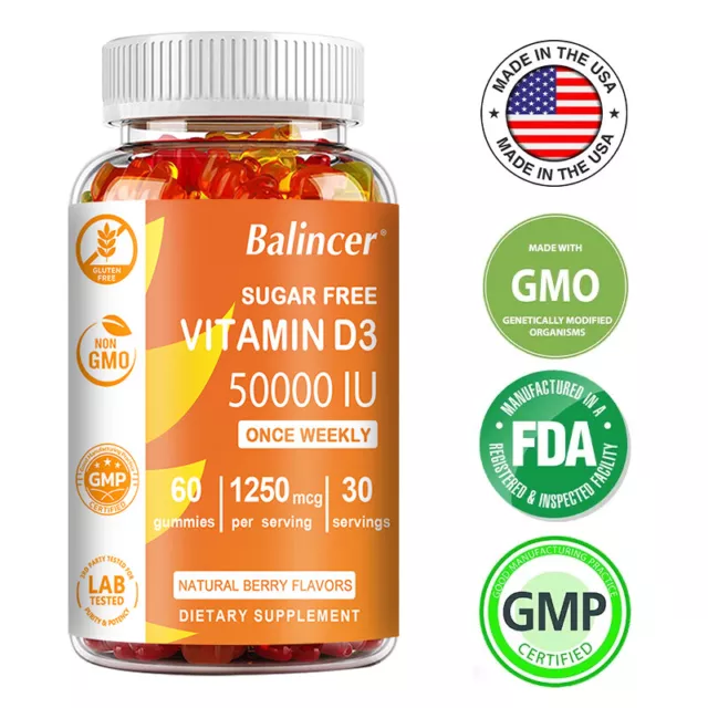 Vitamin D3 50,000iu High Strength 30/60 Gummies Vitamin D3, Non-GMO