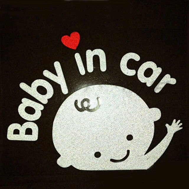 "Baby In Car" Waving Baby on Board Safety Sign Cute Car Decal Vinyl Sticker mc