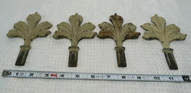 Antique Hardware Finial Cast Metal Art Deco Curtain Drape Rod Ends Set of 4