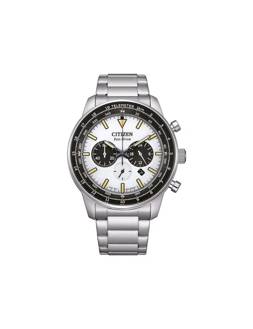 Citizen Orologio Uomo Eco-Drive Cronografo – Cassa 43 Mm, Quadrante Blu, Pelle Sintetica, 200m WR