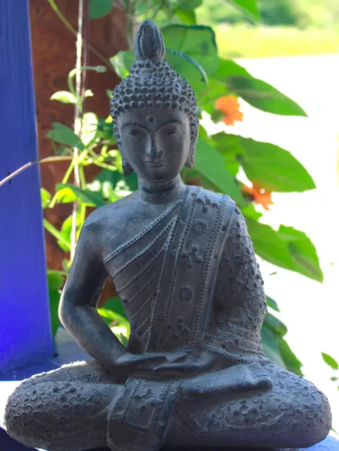 Enlightened Buddha Meditating Garden Statue Cast lava stone Bali Yard Art