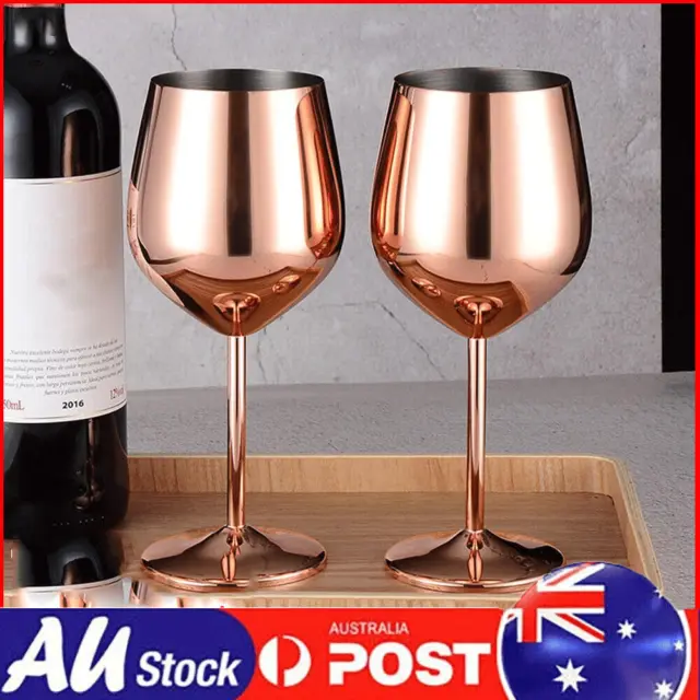 Copper Wine Glasses Set 500 ML Stainless Steel Unbreakable Wine Goblets Hot NEW