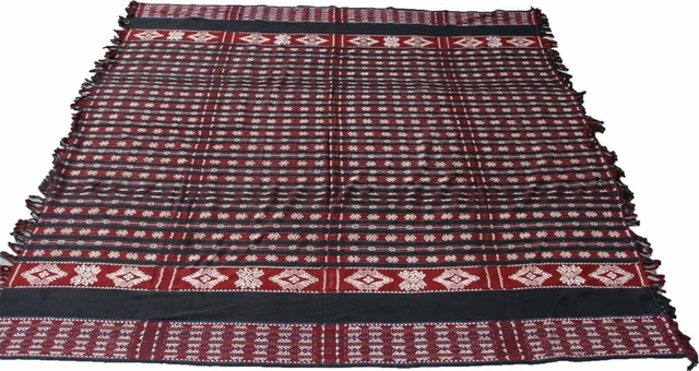 Beautiful plant-dyed, hand woven cotton warp Sumba ikat Indonesia 283x270 cm