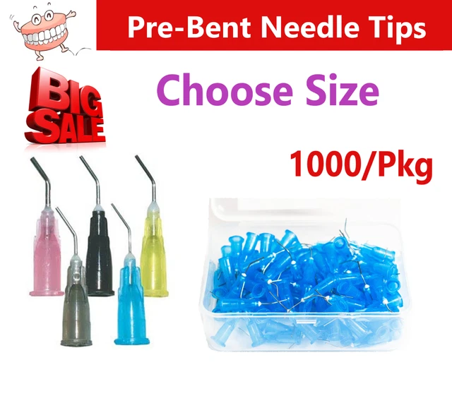 1000 Black Sealant Pre-Bent Applicator Needle Tips, 20 Gauge (10 Bags of 100)