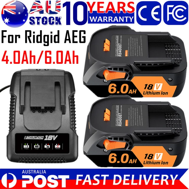 6.0Ah 18V Li-Ion Battery for RIDGID AEG R840087 R840086 R840085 L1830R / Charger