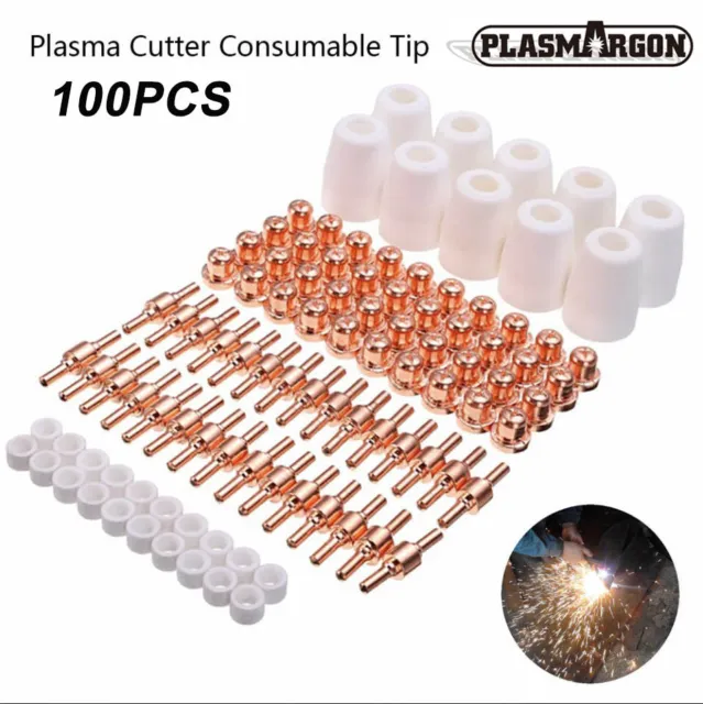 PT31 Plasma Cutter Torch Electrodes Tips Nozzles Consumables Accessory 100Pcs