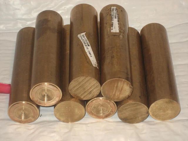 BERYLLIUM COPPER BAR ROUND ENDCUT LOT of 8 pcs. approx.4.500" long Alloy25