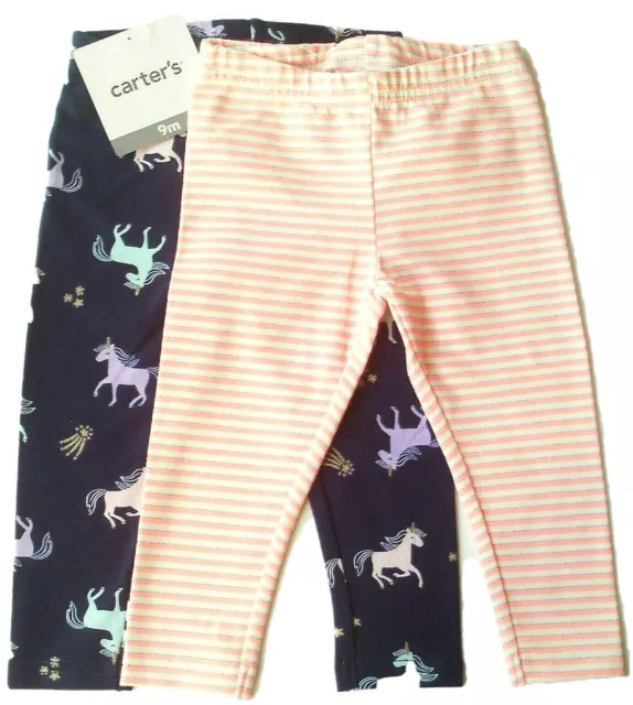 2x Leggings Gr.74 80 86 Carter's NEU hose set blau apricot einhorn sterne baby