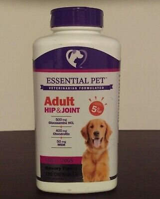 # Essential Pet Hip & Joint Adult Dogs 120 Chew Savory Flavor Exp 04/2022