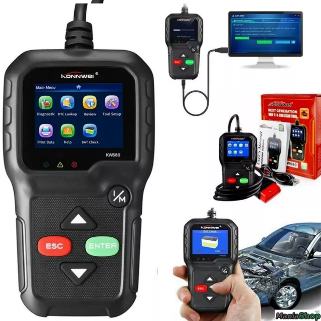 Lettore OBD KONNWEI KW680 Scanner Codici AUTO Diagnostica Strumento Analisi OBD