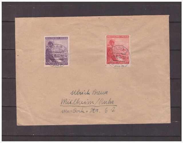 Böhmen und Mähren Privatbrief nach Mülheim / Ruhr vom 3.6.1943 Stempel Prag