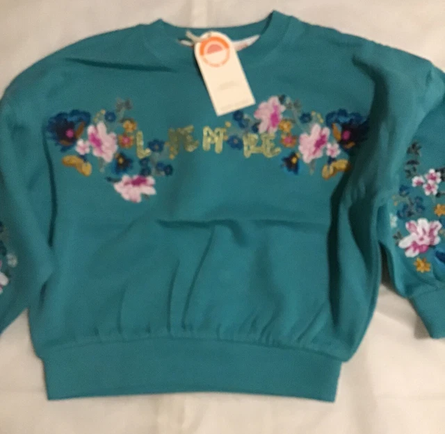 River island mini girls aged 4-5 years blue flower print sweat top set BNWT 5