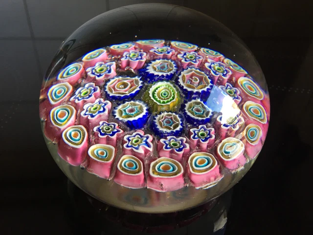 Ancienne Boule Sulfure, presse papiers, torsades & millefiori, Clichy ?