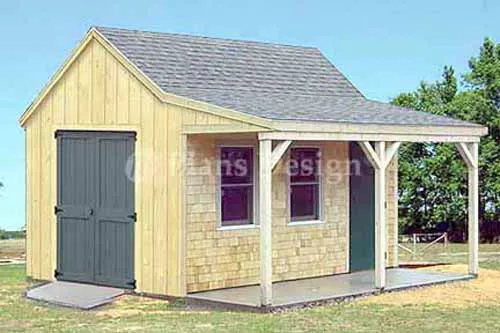 12' x 16' Cottage / Cabin Shed With Porch Plans #81216
