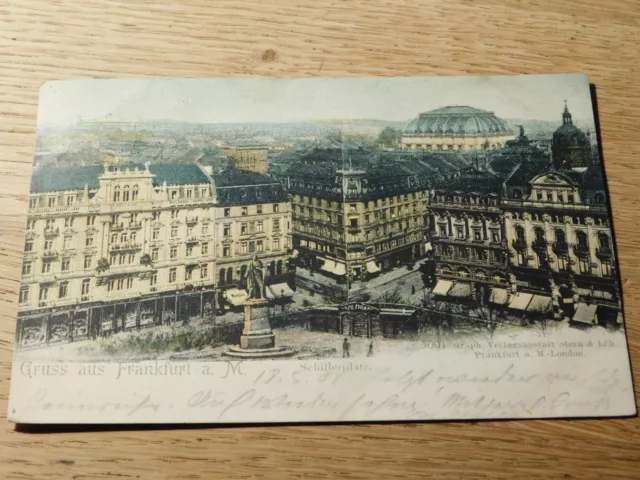 1901 CPA CARTE POSTALE AK alt postkarte GRUSS aus FRANKFURT a.Main Schillerplatz